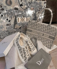 Túi Dior large Oblique Embroidery Tote (Grey) [Mirror Quality]