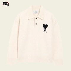 ÁO SWEATER AMI PARIS WOOL POLO (CREAM)
