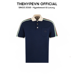 Áo Polo Gucci Cotton Jersey With Web (DARK BLUE) [Mirror Quality]