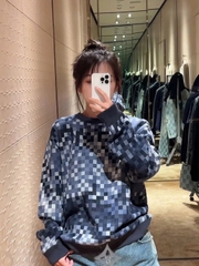 ÁO SWEATER LOUIS VUITTON LV DAMOFLAGE MARQUE (NAVY)