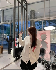 ÁO CARDIGAN AMI PARIS BIG HEART LOGO WOOL (WHITE)