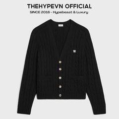 ÁO CARDIGAN CELINE TRIOMPHE CABLE KNIT CASHMERE (BLACK)