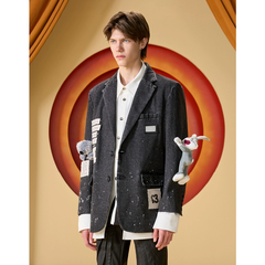 Áo Blazer 13De Marzo X Looney Tunes Bugs Bunny Splash Denim Suit Washed (Black) Best Quality