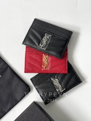 SAINT LAURENT CARD HOLDER - Ví đựng card YSL yellow logo (Black) [Mirror Quality]