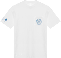 Áo Thun Chrome Hearts CH White & Light Blue-Triple Cross (White) [Mirror Quality]
