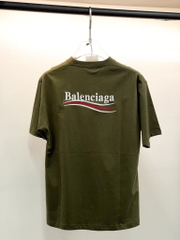 Áo Thun Balenciaga BLCG Political logo cotton (Green) [Mirror Quality]