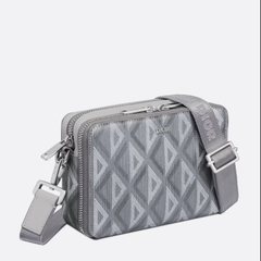 DIOR BAG - Túi Dior Gray CD Diamond Canvas (Grey) [Mirror Quality]