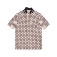 GUCCI POLO - Áo Polo GC Geo Metric G Motif Cotton (White) [Mirror Quality]