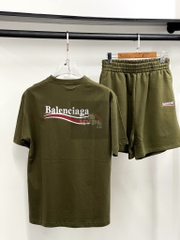 Áo Thun Balenciaga BLCG Political logo cotton (Green) [Mirror Quality]