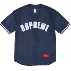 Áo Sơ Mi Supreme Ultrasuede Mesh Baseball Jersey (Navy) [Mirror Quality]