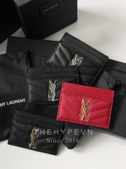 SAINT LAURENT CARD HOLDER - Ví đựng card YSL yellow logo (Black) [Mirror Quality]