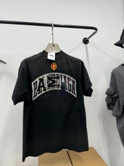 BALENCIAGA TEE - Áo Thun BLCG Distressed Logo-Appliquéd Cotton-Jersey (Black) [MIRROR QUALITY]