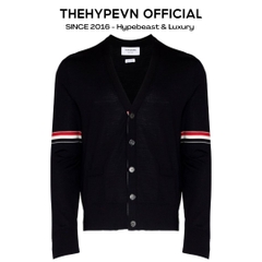 ÁO CARDIGAN THOM BROWNE TB MILANO GROSGRAIN V-NECK (NAVY)