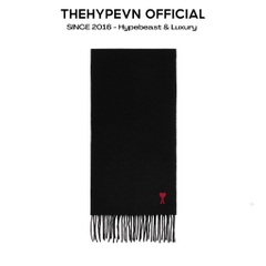 KHĂN AMI PARIS FRINGED WOOL SCARF (BLACK)