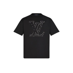 LOUIS VUITTON TEE - Áo Louis Vuitton Stitch Print And Embroidered (Black) [Mirror Quality]