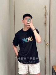 Áo Thun Loewe Relaxed Rainbow Embroidered Logo (Black) [Mirror Quality]