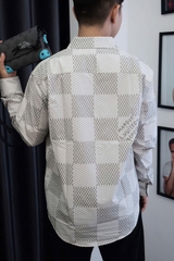 ÁO SƠ MI LOUIS VUITTON DAMIER MARQUE (WHITE)