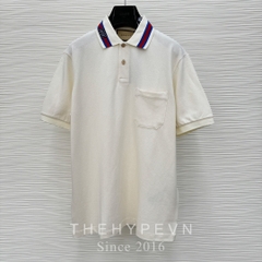 Áo Polo Gucci GC Cotton Piquet With Square GG (White) [Mirror Quality]