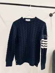 THOM BROWNE SWEATER - Áo TB 4-bar Cable Knit (Navy) [Mirror quality]