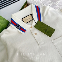 Áo Polo Gucci GC Cotton Piquet With Square GG (White) [Mirror Quality]
