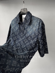 Áo Sơ Mi Louis Vuitton LV Flower Patterns Monogram (Blue) [Mirror Quality]