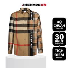 BURBERRY SHIRT - Áo Sơ mi tay dài BBR Logo Print Patchwork Check Shirt [Mirror Quality]