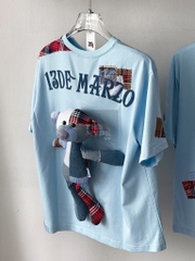 13DE MARZO TEE - Áo Thun Bear Patch Suture Denim (Blue) Best Quality