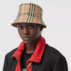 [Normal Quality] BURBERRY BUCKET HAT - Nón BBR Vintage Check Technical Cotton (Brown)