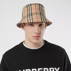 [Normal Quality] BURBERRY BUCKET HAT - Nón BBR Vintage Check Technical Cotton (Brown)