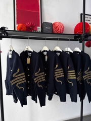 CARDIGAN THOM BROWNE SNAKE 4-BAR (NAVY)