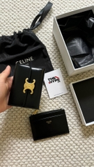 Ví Celine COMPACT WALLET WITH COIN TRIOMPHE IN SHINY CALFSKIN (Black) [MIRROR QUALITY]