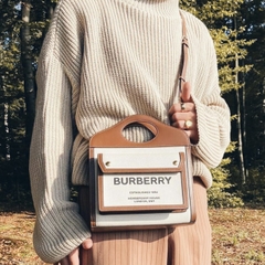 Túi Burberry Pocket Mini Two Tones Canvas & Leather [Mirror Quality]