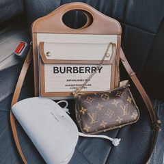 Túi Burberry Pocket Mini Two Tones Canvas & Leather [Mirror Quality]