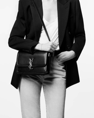 Túi YSL SUNSET MEDIUM IN CROCODILE EMBOSSED (Black) [Mirror Quality]