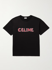 Áo thun Celine Homme Embellished Cotton-Jersey (Black) [Mirror Quality[