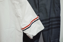 THOM BROWNE SHIRT - Áo sơ mi Thom Browne Classic Short Sleeve Oxford With Stripe (White) [Mirror Quality]