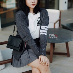 THOM BROWNE CARDIGAN - Áo khoác Thom Browne 4 bar stripe ( Dark Grey) [Mirror quality]