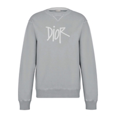 DIOR SWEATER - Áo Dior X Shawn Stussy Logo Print (Grey) [Mirror Quality]