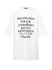 BALENCIAGA TEE - Áo Blcg Language (White) [Mirror Quality]