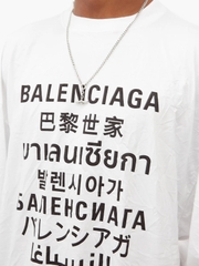 BALENCIAGA TEE - Áo Blcg Language (White) [Mirror Quality]