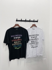 BALENCIAGA TEE - Áo Blcg Language (White) [Mirror Quality]