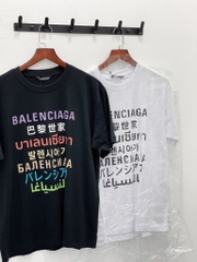BALENCIAGA TEE - Áo Blcg Language (White) [Mirror Quality]