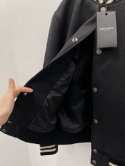 SAINT LAURENT TEDDY JACKET - Áo khoác SLP Teddy College 2020 (black) [Mirror Quality]