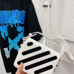 OFF-WHITE TEE - Áo thun Off white fuchsia Blue marker (Black) [ Mirror Quaility ]