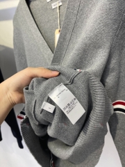 THOM BROWNE CARDIGAN - Áo khoác TB Milano Stitch Stripe Armband (Grey) [Mirror quality]
