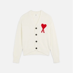 ÁO CARDIGAN AMI PARIS BIG HEART LOGO WOOL (WHITE)