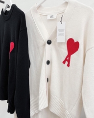 ÁO CARDIGAN AMI PARIS BIG HEART LOGO WOOL (WHITE)