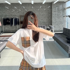 BURBERRY TEE - Áo BBR Pocket Check (White) [Mirror Quality]