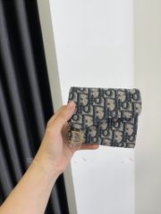 DIOR WALLET - Ví Dior Saddle Lotus Oblique Jacquard (Blue) [Mirror Quality]
