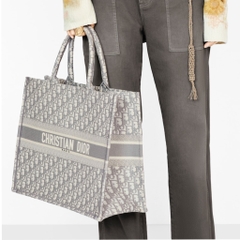 Túi Dior large Oblique Embroidery Tote (Grey) [Mirror Quality]